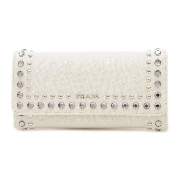 PRADA White Leather Saffiano Wallet - Picture 1 of 10